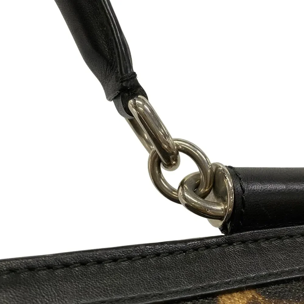 Dolce & Gabbana DOLCE&GABBANA Sicily Handbag Black Dark Brown Beige PVC Leather